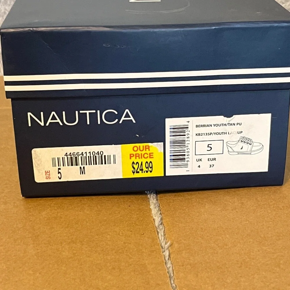 Nautica Berrian Youth Kids‎ Tan PU Lace Up Sneakers Shoes Size 5 US 4 UK 37 EUR